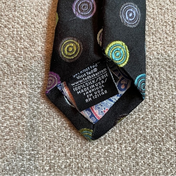 Ted Baker 100% Silk Made in America Men's Multicolor Circles Tie Professional - Picture 4 of 11